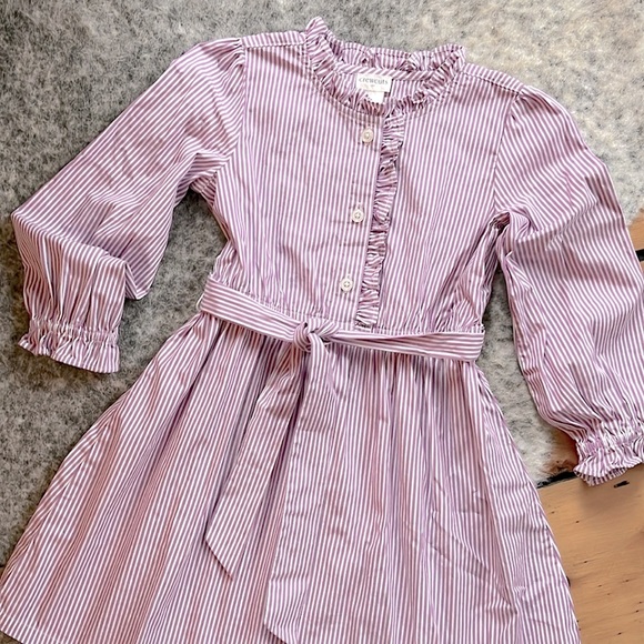 J.Crew Factory Girls’ Purple Stripe Shirt Dress—5T - Picture 3 of 6